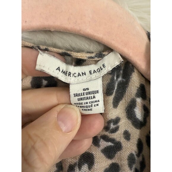 American Eagle Raw Hem Leopard Print Kimono Cardigan Open Front Animal O/S - Picture 5 of 8